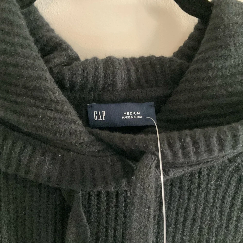 GAP CashSoft Shaker-Stitch Black Sweater Hoodie NWT SZ M